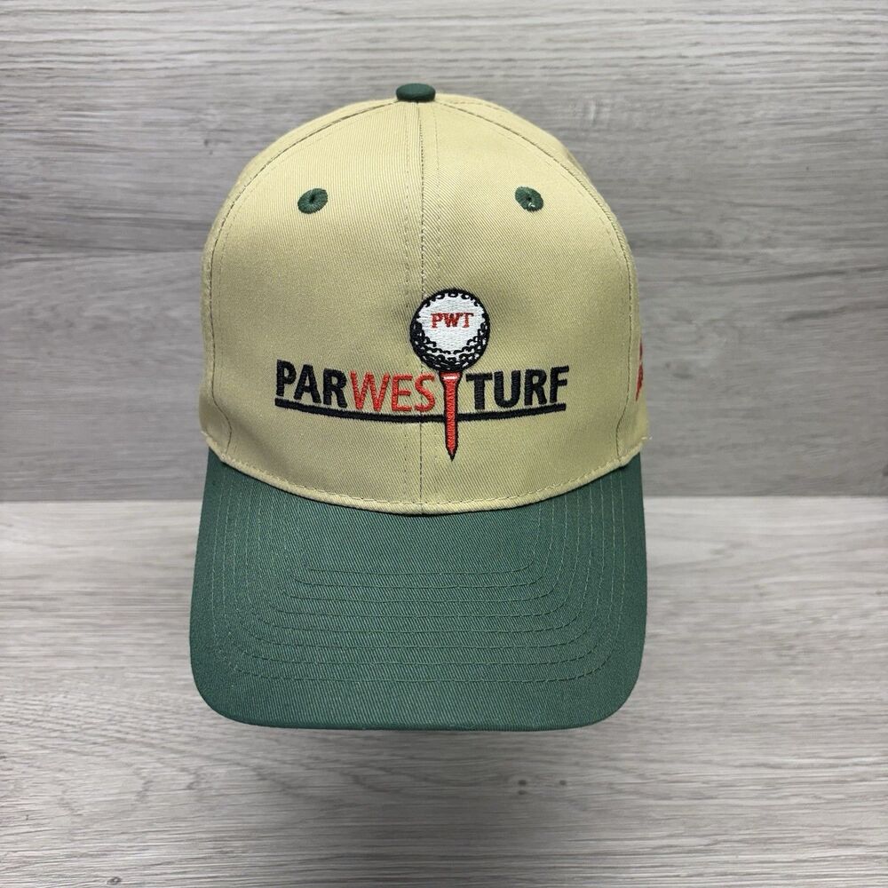 Vintage Par West Turf Standard Golf Hat Cap Embroidered Snapback Khaki OS